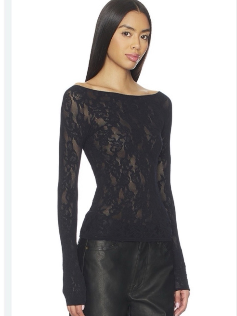Skims Knit Lace Long Sleeve Boat Neck S/M - Picture 4 of 7
